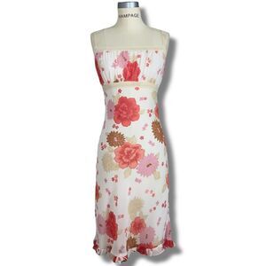 Peep Studio Women’s Size Small Strappy Lace Embellished Dress Cream Floral